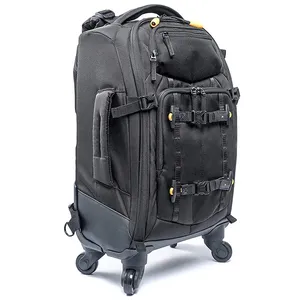กระเป๋ากันน้ำมีล้อลากกระเป๋า1680D กระเป๋ากล้องกระเป๋าเป้ใส่แล็ปท็อปกล้อง15.6นิ้วพร้อมรถเข็นสปินเนอร์4ล้อ