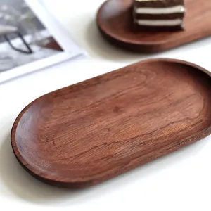 Platos de madera para servir bandeja pan postre aperitivos pastel soporte de exhibición mesa de comedor Buffet plato servir vajilla de madera platos - Product Image 6