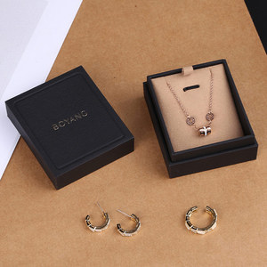 Boîte à bijoux personnalisée de luxe en papier noir avec logo, service tout-en-un Boyang - Product Image 1