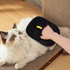 Gant anti-poils pour animaux de compagnie Mjy, éliminateur de peluches statiques, maille noire avec étiquette jaune pour le nettoyage des poils de chat et de chien - Product Image 3