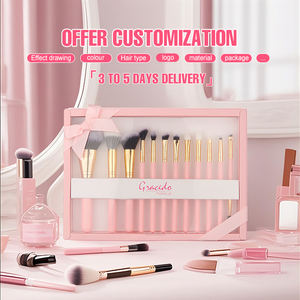 Lot de 12 pinceaux de maquillage en bois végétalien professionnel de luxe rose Ensembles de pinceaux cosmétiques en gros avec nœud - Product Image 2