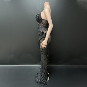 Novance Y5208 Nuovi Arrivi Abito da Sera <span class=keywords><strong>Nero</strong></span> Sexy con Aperture, Lussuoso con Strass, Elegante <span class=keywords><strong>Vestito</strong></span> da Festa per Donne - Product Image 2