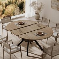Table à manger ronde SENYU, plateau en bois, pieds en métal, design moderne, 4 places, meubles de maison stables