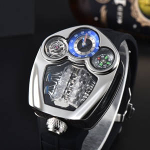 NUEVO Reloj de Cuarzo Suizo para Hombre Serie Engine de Lujo Superior en Acero Inoxidable con Brújula Resistente al Agua - Product Image 4
