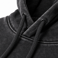Sweat-shirt pour homme noir délavé, effet usé, épais, surdimensionné, logo personnalisé, vente en gros