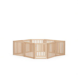Pet Gate Set Of 9 Poplar <b>Wood</b> Octagonal 177.2 In For Dogs Indoor Modern Style Snap <b>Button</b> Closure - Product Image 1