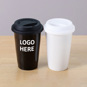Taza de Café Personalizada al por Mayor de 350 ml para Llevar con Logotipo, Taza de Té de Cerámica de Doble Capa Portátil para Viajes con Tapa de Silicona, Apta para Lavavajillas - Product Image 1