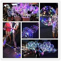 Bâtons de ballons LED Bobo en plastique de 20 pouces, 10 packs, multicolores, avec poignées clignotantes, 3 fonctions, pour Halloween, Pâques, anniversaire