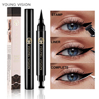 YOUNG VISION - Delineador de Ojos Líquido de Doble Punta Negro, Resistente a las Manchas, Delineador Triangular
