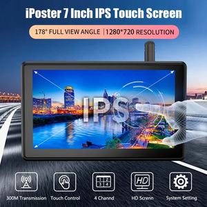 IPoster 7in 4 채널 루프 녹화 IPS 무선 모니터 10000mah 충전식 자기 AI 사각지대 감지 솔라 카메라 키트 - Product Image 3