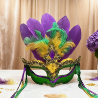 Masque de carnaval vénitien à sequins et plumes pour femmes, idéal pour le Mardi Gras, les défilés de carnaval, les soirées costumées sexy et le cosplay.