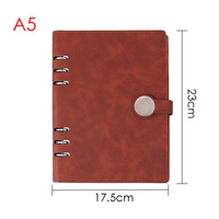 Agenda professionnel personnalisé FOSKA en cuir PU relié, format A5, avec 6 anneaux de reliure et plusieurs poches