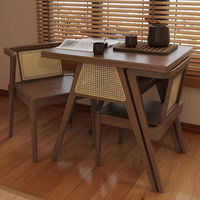 Ensemble de tables à manger en bois massif de haute qualité, chaises en bois gain de place, table et chaises de salle à manger en rotin pour le loisir