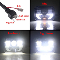 Phare LED carré HYNBYZJ pour voiture, 5x7, 7 pouces, 40W, faisceau haut/bas, étanche IP67, 9-36V, puce 5050