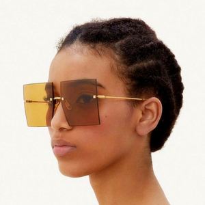 Gafas de Sol de Moda 2020, Estilo Vintage de Lujo para Mujer, Montura Grande, Sin Marco, Gafas de Sol Cuadradas Extra Grandes - Product Image 2