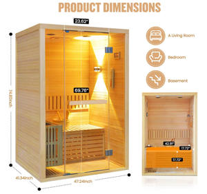 غرفة ساونا منزلية فاخرة مخصصة عالية الجودة لشخصين، غرفة ساونا تقليدية بالبخار الرطب - Product Image 2
