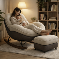 Fauteuil à bascule ergonomique moderne avec repose-pieds et dossier haut, en coton, pour chambre d'enfant, salon, balcon – Offre spéciale