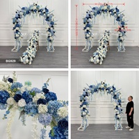 Arches florales artificielles en U bleues et blanches de haute qualité pour décoration de toile de fond de mariage – Vente chaude en usine