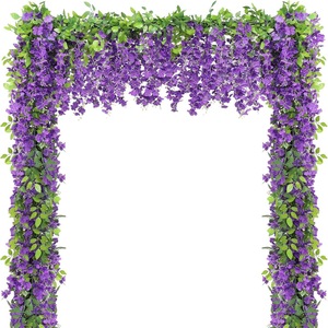 Arco de flores cuadrado para boda, arco de flores con hojas moradas, arco de flores artificiales de seda, decoración para escenario de boda - Product Image 2