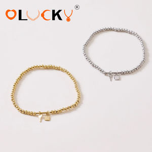 Fabricante de Joyería Personalizada LUCKYJIU, Pulsera Elástica de Acero Inoxidable con Baño de Oro de 18K, con Cierre y Dije de Llave, Venta al Por Mayor - Product Image 2