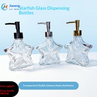 Distributeur de savon désinfectant pour les mains en verre transparent en forme d'étoile de mer, scellé par pompe, pour hôtels (bouteilles vides pour shampoing et gel douche)