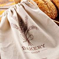 Logo personnalisé Eco grande pochette en lin cordon sac à pain avec motif de lettre