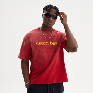 Camiseta de lavado ácido de algodón de alta calidad, camisetas Vintage relajadas Retro Mineral de gran tamaño para hombres - Product Image 1