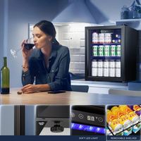 Réfrigérateur à bière commercial compact pour comptoir, sous-meuble, 3 portes vitrées, rétro, refroidissement par air, acier inoxydable