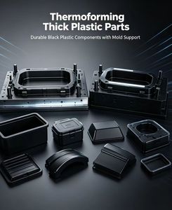 Pièces en plastique thermoformé à épaisseur renforcée, moule de thermoformage sous vide pour boîtiers industriels noirs, couvercles et plateaux - Product Image 1