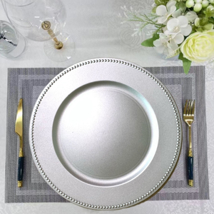 Platos <span class=keywords><strong>de</strong></span> Presentación Estilo Clásico con Cuentas Bañadas en <span class=keywords><strong>Oro</strong></span> para Bodas al por Mayor, Bajoplato con Cuentas Doradas para Eventos - Product Image 2