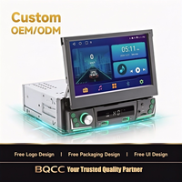 Autoradio BQCC Single-Din 7 pouces IPS Android 15 avec écran rétractable, lecteur multimédia, Carplay, GPS, WIFI, RDS, USB, charge rapide, stéréo