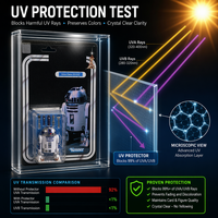 Vitrine d'exposition en acrylique premium pour figurines de 3,75 pouces avec carte |   Boîte de protection anti-UV avec fond coulissant R2-D2
