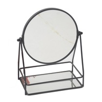 Miroir de coiffeuse noir avec plateau, miroir rond pour table de maquillage, cadre en métal, décoration de meubles de maison, design populaire