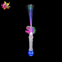 Nouveau produit 2025 jouets les plus populaires allument la baguette à Fiber optique de dinosaure avec des animaux en plastique vert brun jouet Led jouets