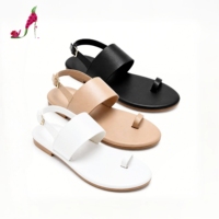 Sandales plates sexy pour femmes avec anneau d'orteil et bride large, style minimaliste, en similicuir souple, classiques pour l'été, le quotidien, les trajets et les sorties