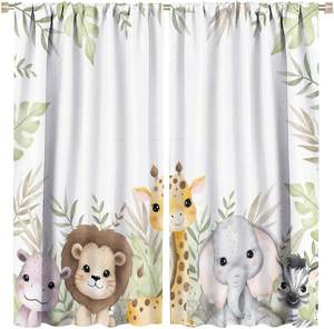 <span class=keywords><strong>Tende</strong></span> per Cameretta a Tema Giungla e <span class=keywords><strong>Safari</strong></span>, Stampa Giraffa, Decorazione per Stanza dei Bambini, Design Animale, 2 Pannelli Personalizzabili - Product Image 4