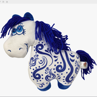 Nouvelle conception de peluche cheval avec rembourrage en coton PP, motifs bleu foncé et crinière – Adorable mascotte pour l'Année du Cheval