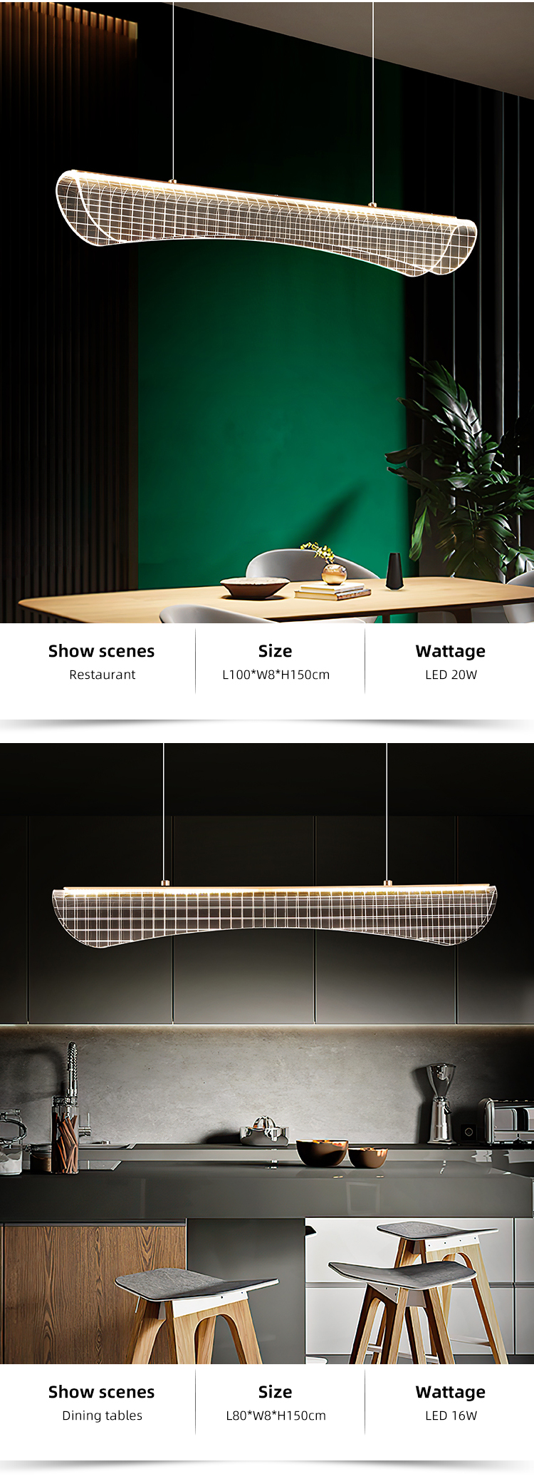 High Quality Modern Acrylic Gold Color Curve Bedroom Living Room Kitchen Led Pendant Light