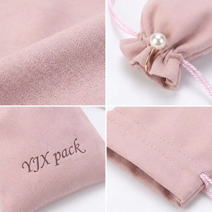 Bolsa de Joyería Personalizada de Microfibra, Bolsa Pequeña de Gamuza con Cordón, Embalaje de Regalo, Bolsa de Cuero Impresa en Blanco, Berry y Azul Marino para YJX - Product Image 2