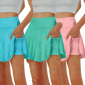 Customizable 4-Piece <b>Women's</b> High-Waisted Flared Sports <b>Skirt</b> Set Elastic Waist Casual Mini <b>Skirts</b> for Ladies - Product Image 1