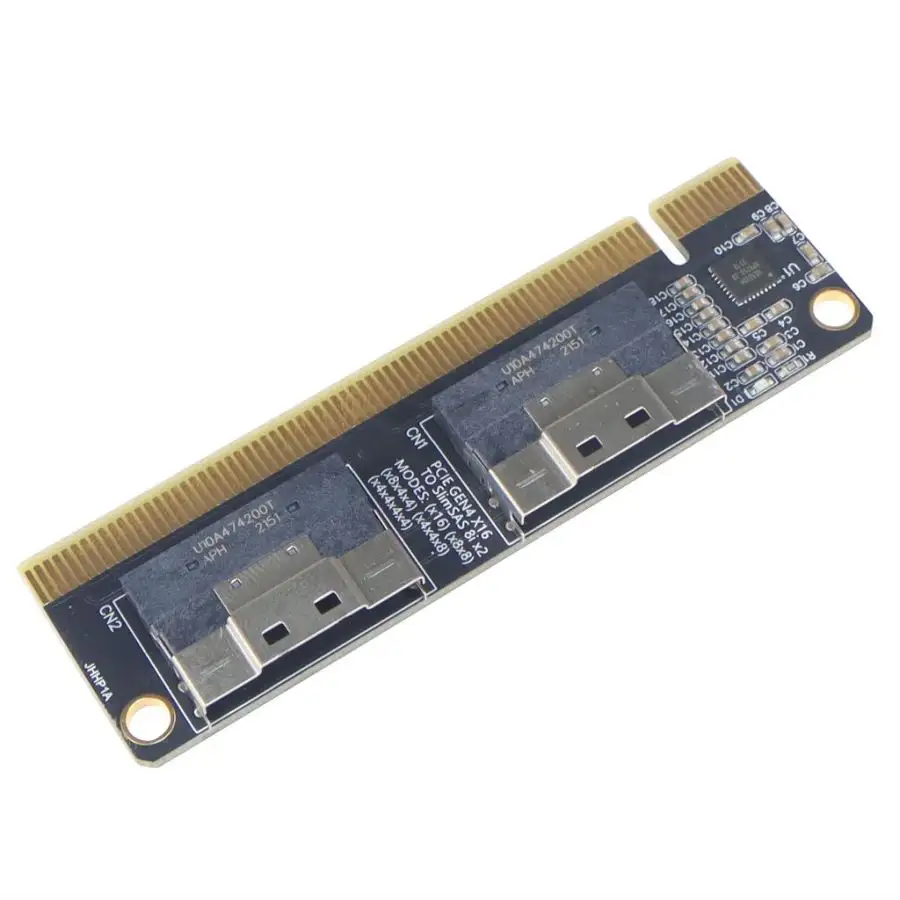 PCIe 4.0x16 Para 4 Portas Placa de Expansão PCI-E Gen4 X16 Para SlimSAS 8i X2 SFF8654 Placa Gráfica Adaptador para Placa Adaptador SSD NVMe.