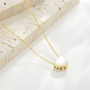 Muyu Heart Shape Mother Of Pearl Necklace Gold Chain Clavicle Chain Everyday Wear - Product Image 4