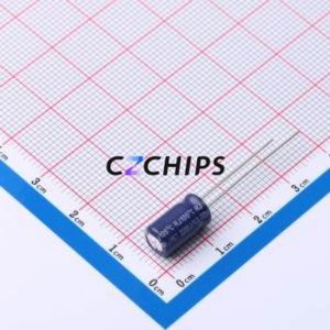 Condensador Electrolítico de Aluminio de Orificio Pasante ERJ1EM221E11OT, Componente de Orificio Pasante THT, D6.3xL11mm 220uF 20% 25V 2.5mm - Product Image 2