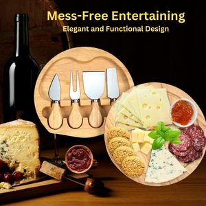 Luxury Foldable Multifunction Bamboo Acacia Wood Sustainable Cheese Cutting Board Chopping Block Customizable Size Cutlery <b>Knife</b> - Product Image 2