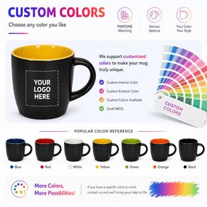 Custom 12oz Promotional Business Giveaways Gifts Matte White Black Colored Inside <b>Ceramic</b> Coffee Milk Office <b>Mug</b> With Handle - Product Image 5