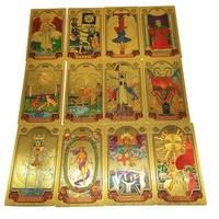 Cartes de Tarot Oracle en Feuille d'Or 78 Cartes Vente en Gros Jeux de Société Personnalisés pour la Famille Coins Arrondis Boîte en Plastique Écologique