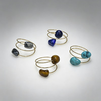 Bagues en pierres brutes naturelles de forme irrégulière, en cristal naturel, quartz rose et turquoise, pour femmes, bijoux de fête, cadeau