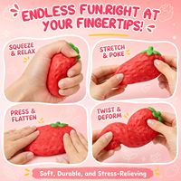 Jouet Squishy Fraise Réaliste en TPR à Remontée Lente, Anti-Stress, Balle Fidget, Cadeau de Fête pour Enfants, Vente en Gros