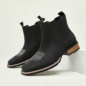 <span class=keywords><strong>Bottes</strong></span> de cowboy unisexes confortables à enfiler avec fermeture éclair, talon épais, bout pointu, <span class=keywords><strong>bottes</strong></span> de cowboy western pour hommes, <span class=keywords><strong>bottes</strong></span> de soirée à la cheville - Product Image 2