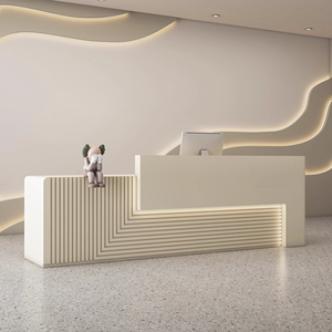 Mostrador de Recepción de Estilo Moderno al por Mayor, Mostrador de Recepción de Belleza con Diseño de Madera, Tamaño Estándar, Frente Blanco, Mesa <span class=keywords><strong>para</strong></span> Vestíbulo - Product Image 2
